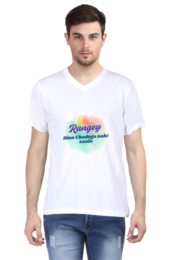 Male V Neck T-Shirt-Holi-Spl-Rangey